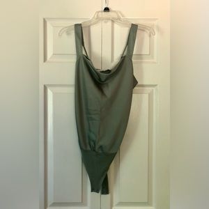 Abercrombie and Fitch Bodysuit, Sage green, cowl neck